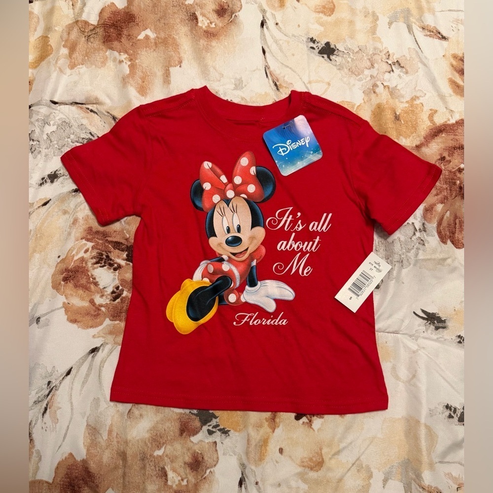 Disney Red Cotton 3T Kids Shirt
